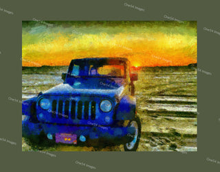 Jeep on the Beach - Cape Henlopen - dark green